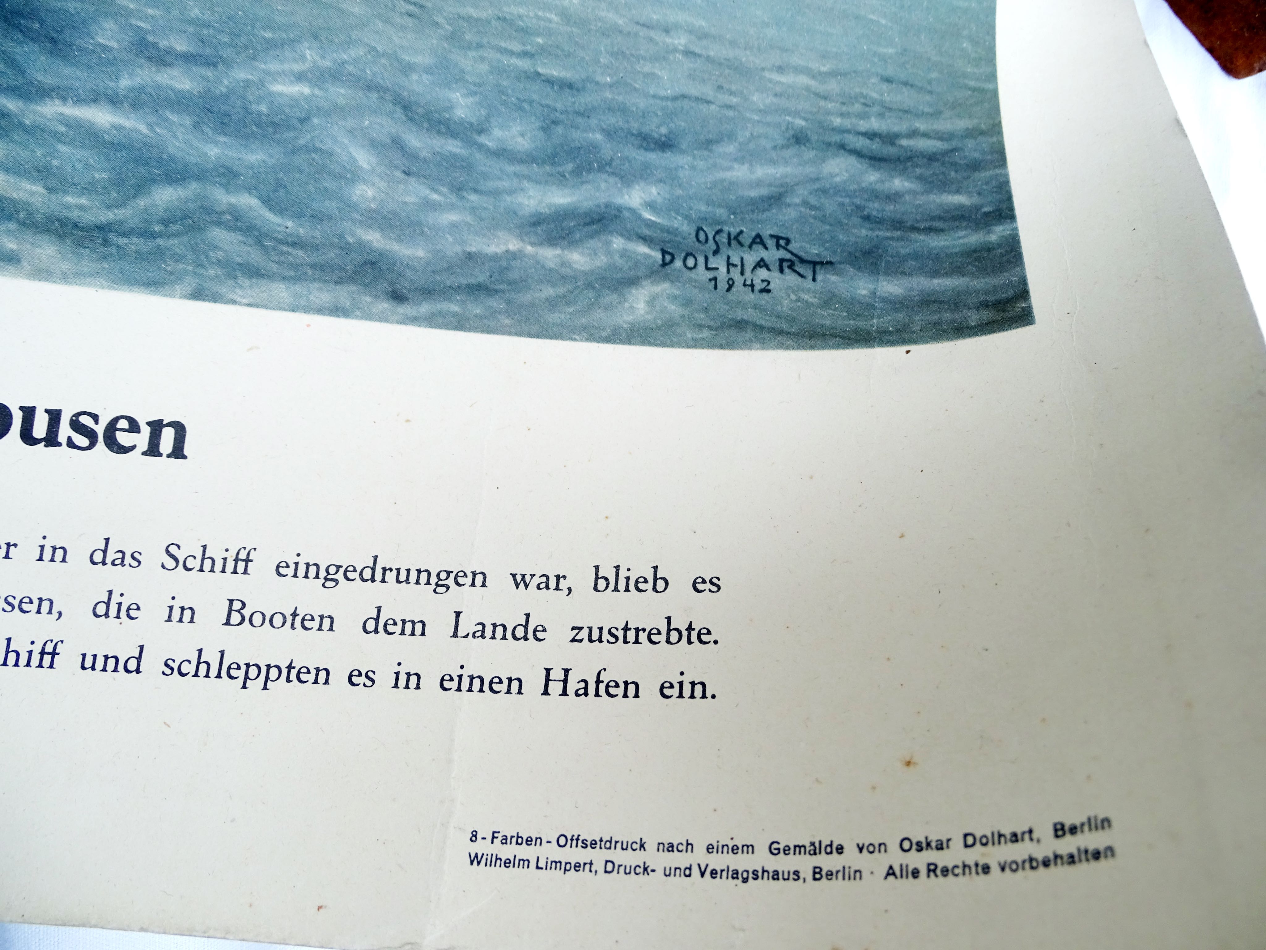 Affiche de propagande  Kriegsmarine Kaperung des Dampfers Stalin Oskar Dolhart 1942