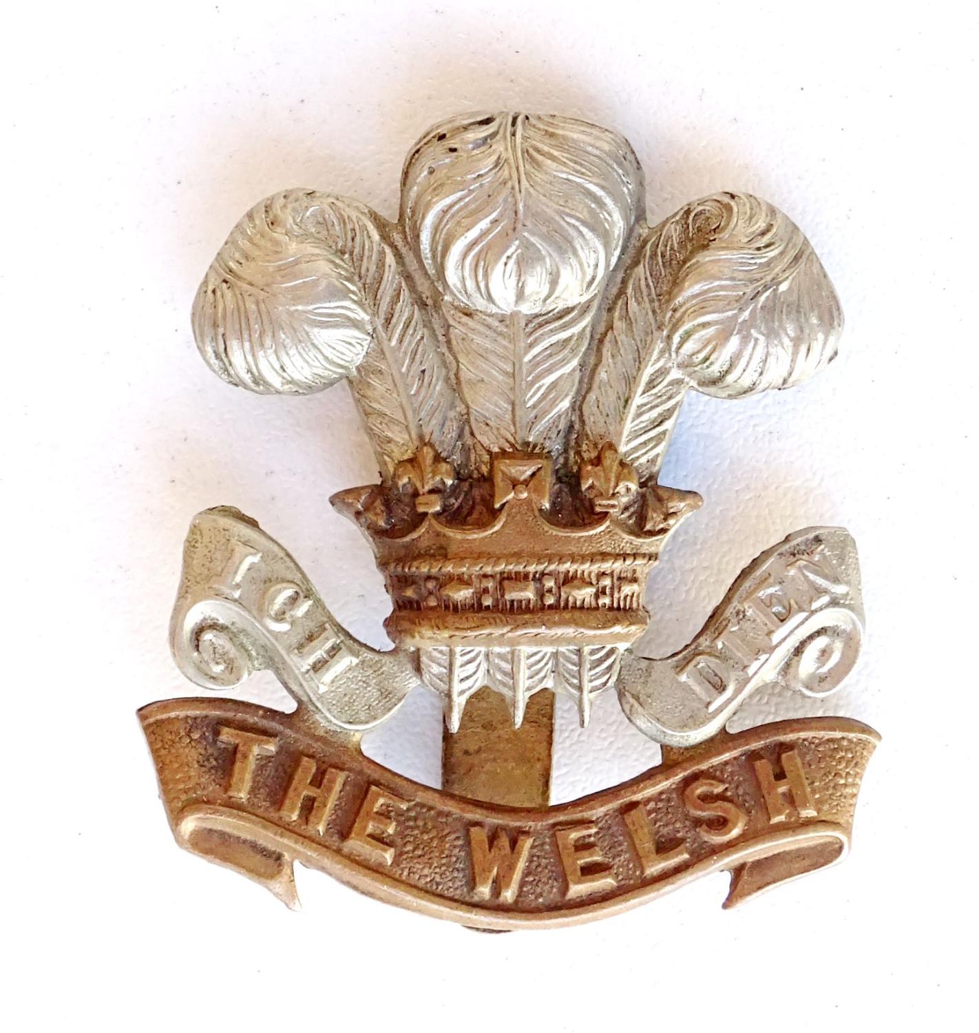 Cap badge The Welsh Regiment  Bi-metal Avant 1920