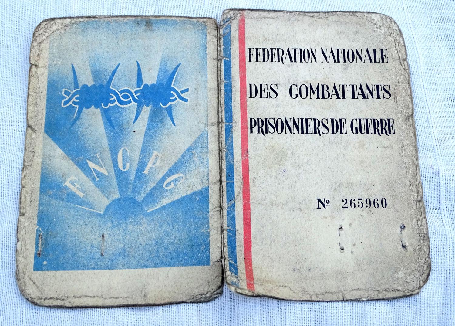 Carte de la Fédération Nationale des Combattants Prisonnier de Guerre 1948