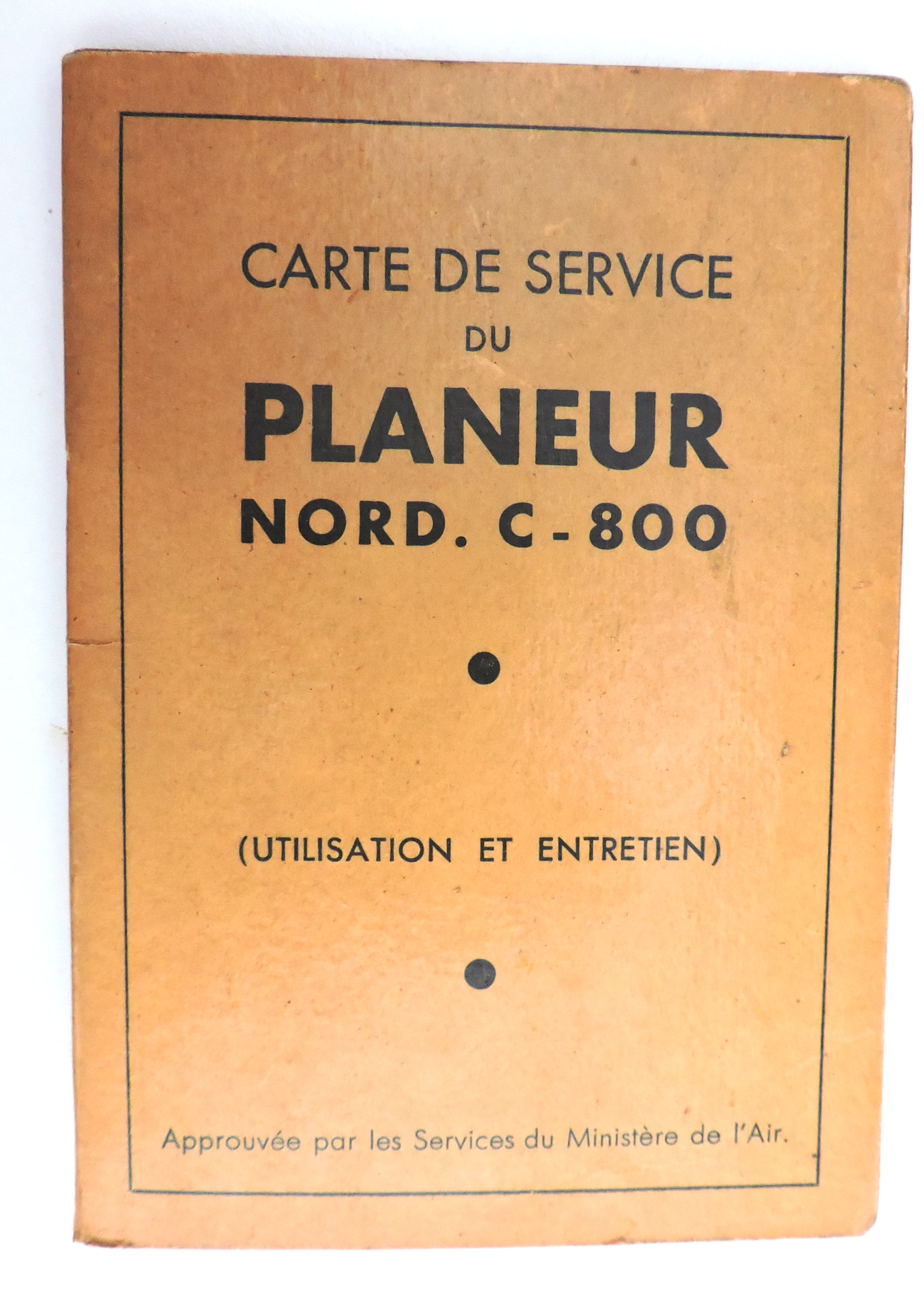 Carte de service du planeur Nord. C-800  Caudron