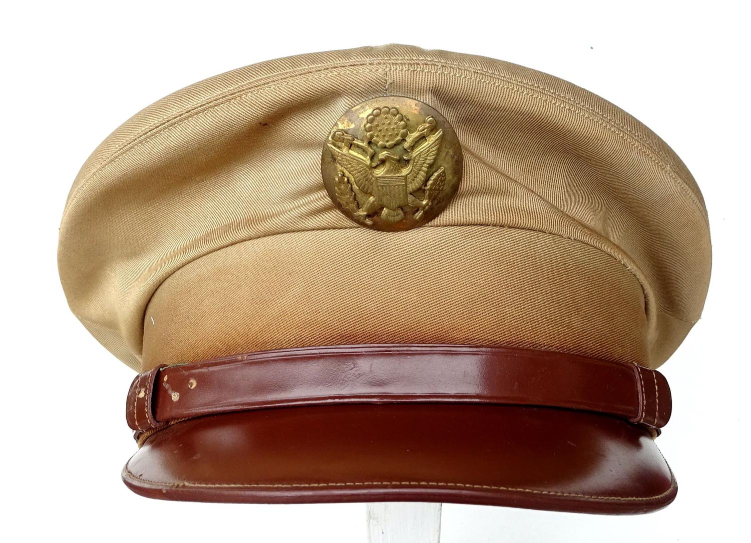 Service cap cotton khaki  US Army WW2 Enlisted man Size 7