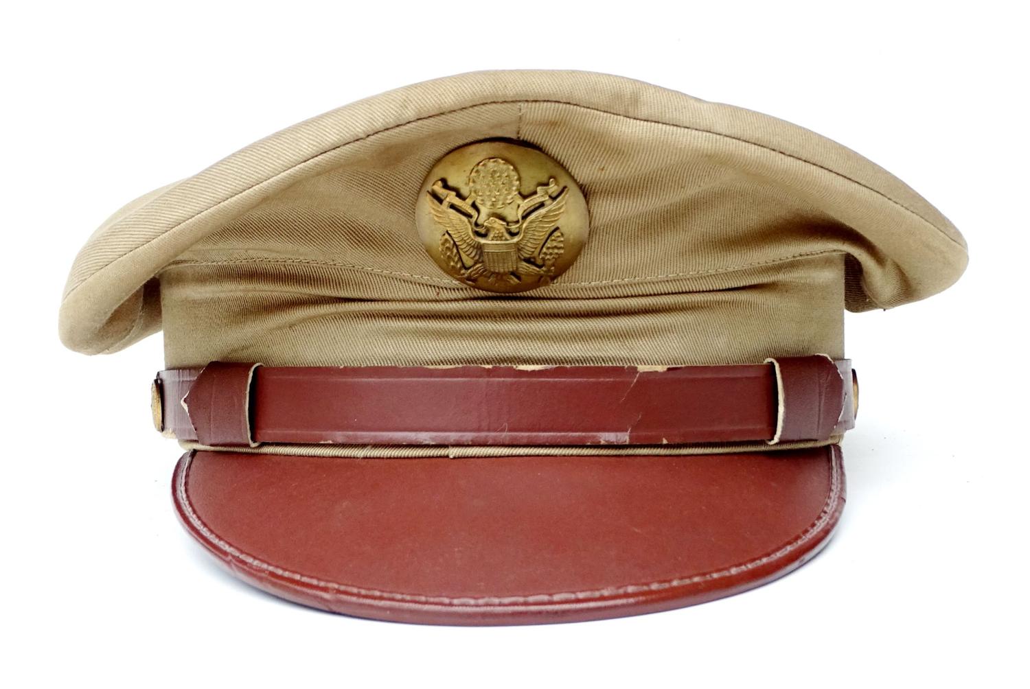 Service cap cotton khaki  US Army WW2 Enlisted man