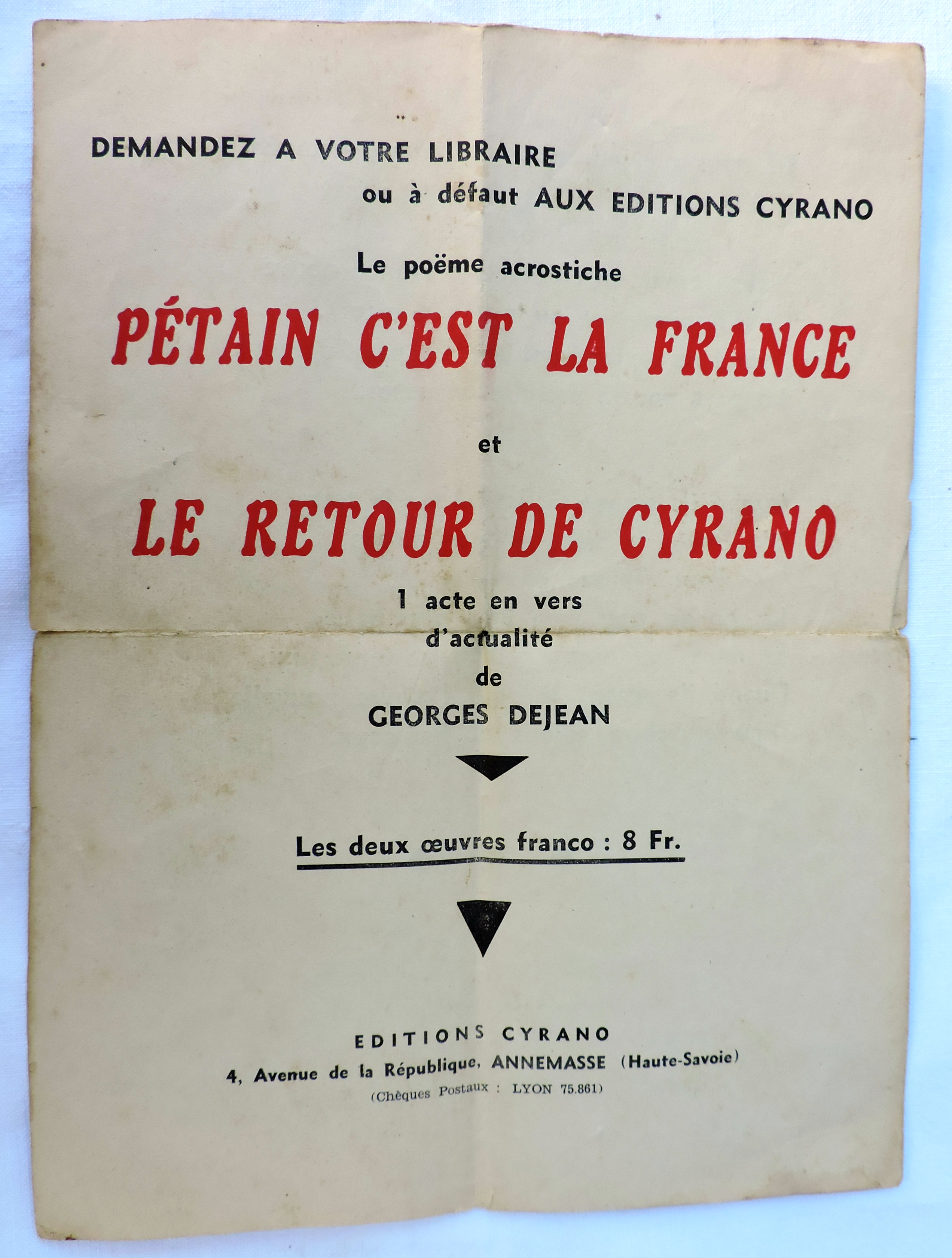 Chansons pour nos prisonniers Ils reviendront  par Georges Dejean 1941