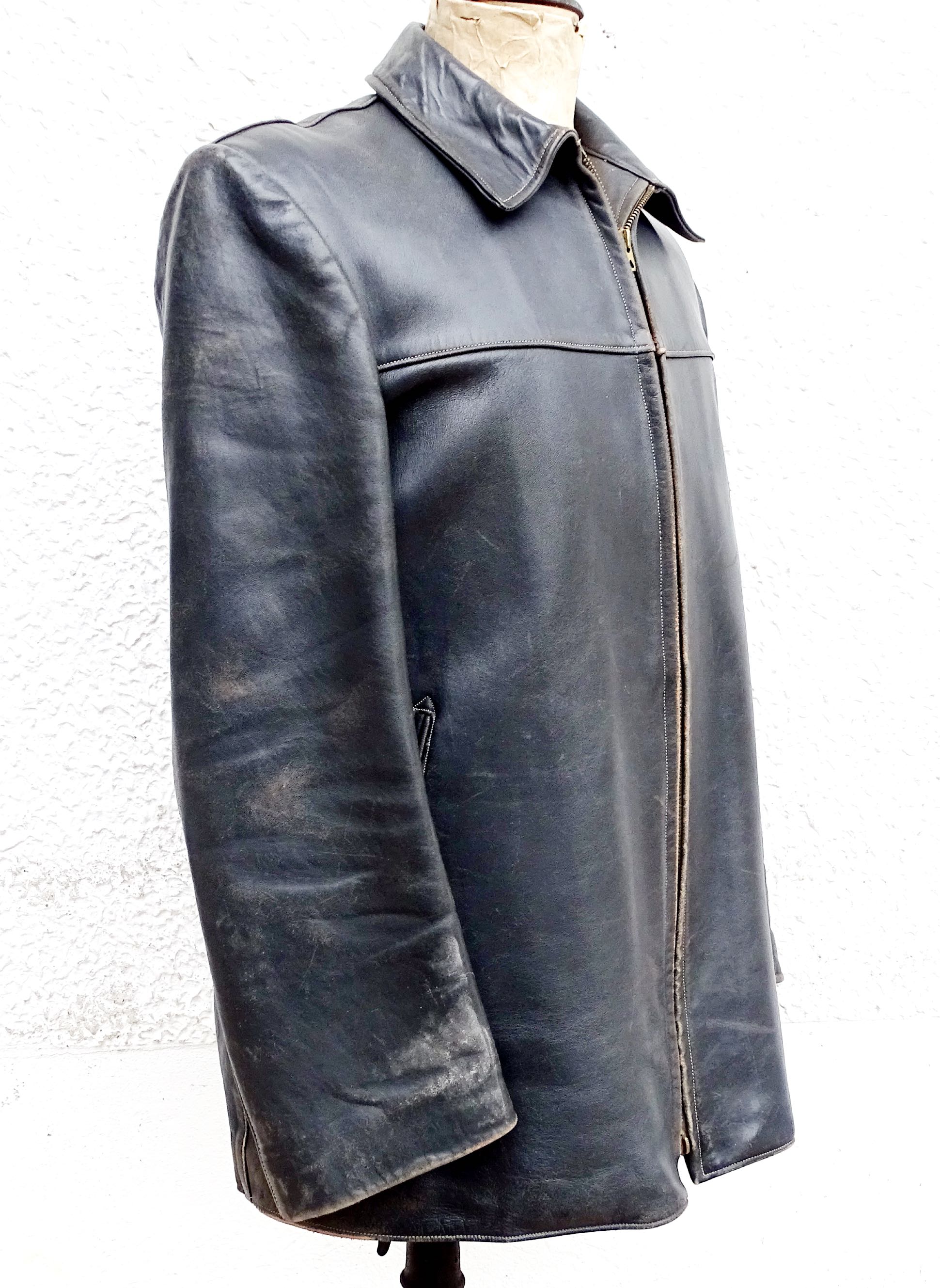 Grey leather jacket 70&#039;s