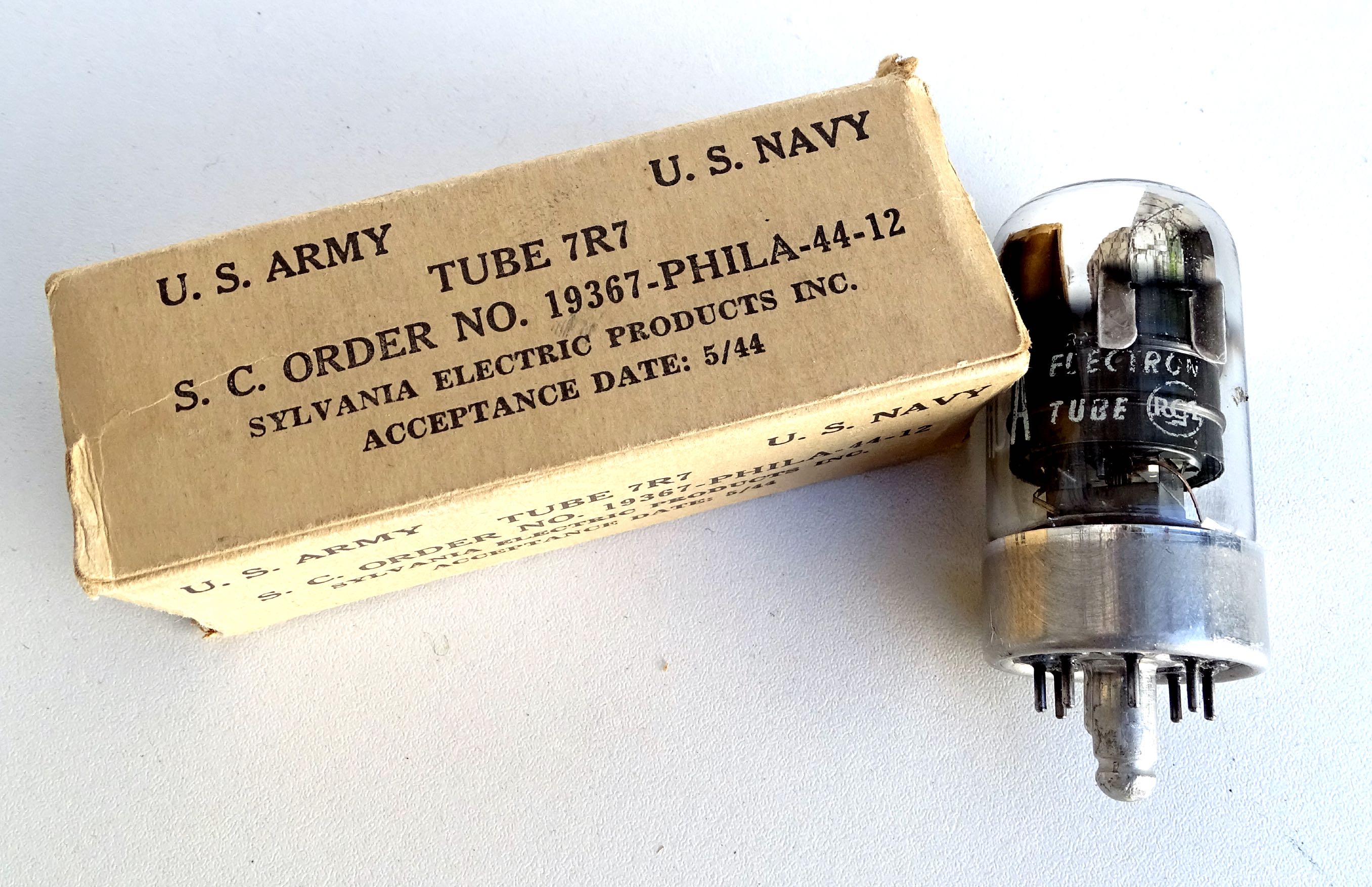 Tube 7R7 Lampe pour poste radio U.S. Army 5/44