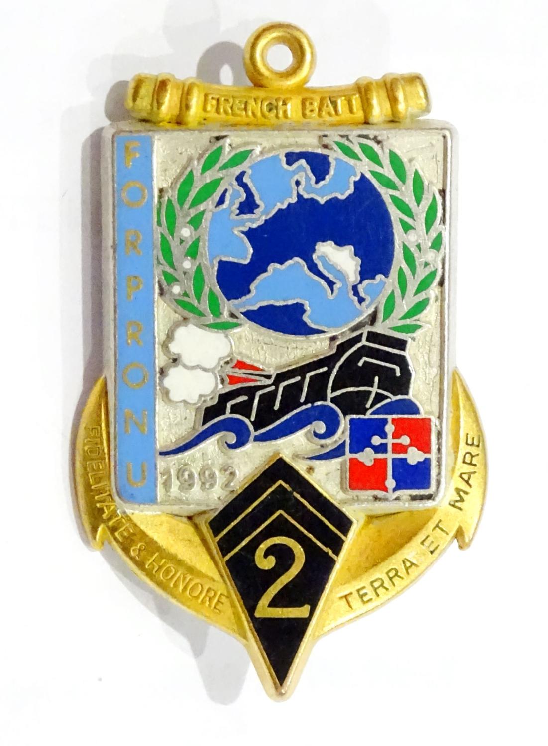 Insigne 2&deg; R&eacute;giment d&rsquo;Infanterie de Marine,FORPRONU 1992 Matricul&eacute;.