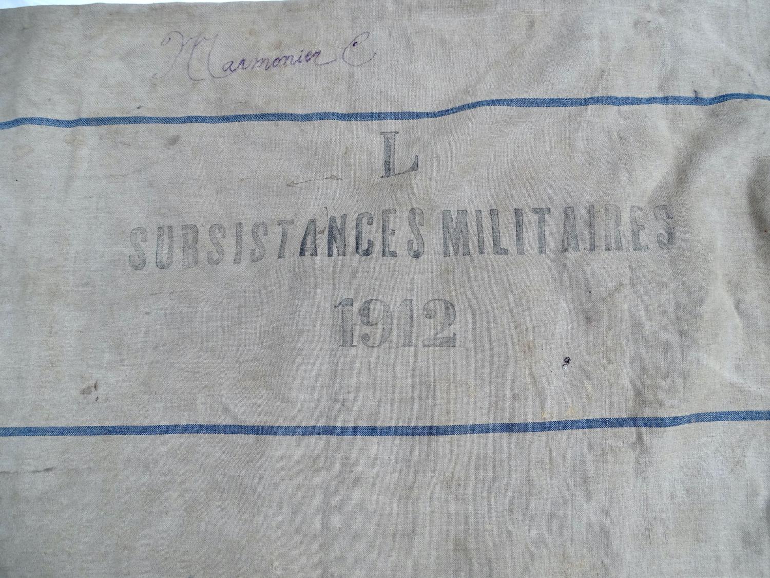 Grand sac des Subsistances Militaires dat&eacute; 1912