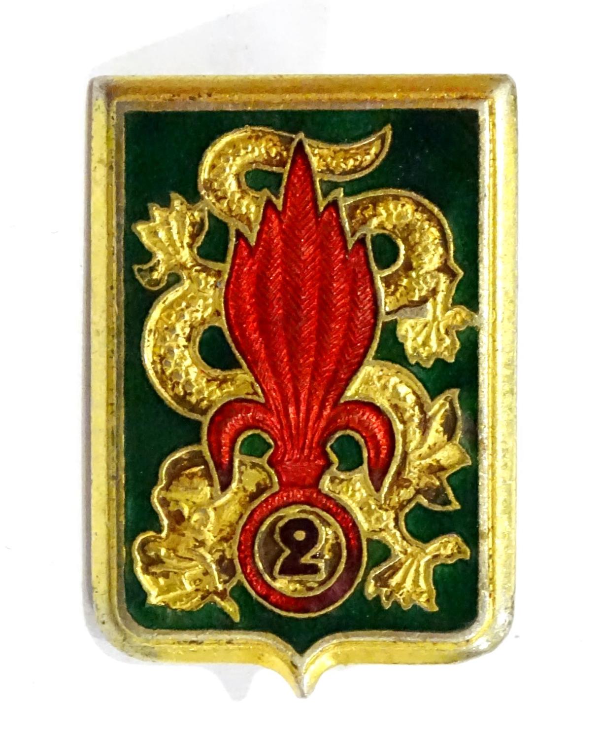 Insigne 2&deg;R&eacute;giment Etranger d&#039;Infanterie Dragon Drago 25 rue B&eacute;ranger