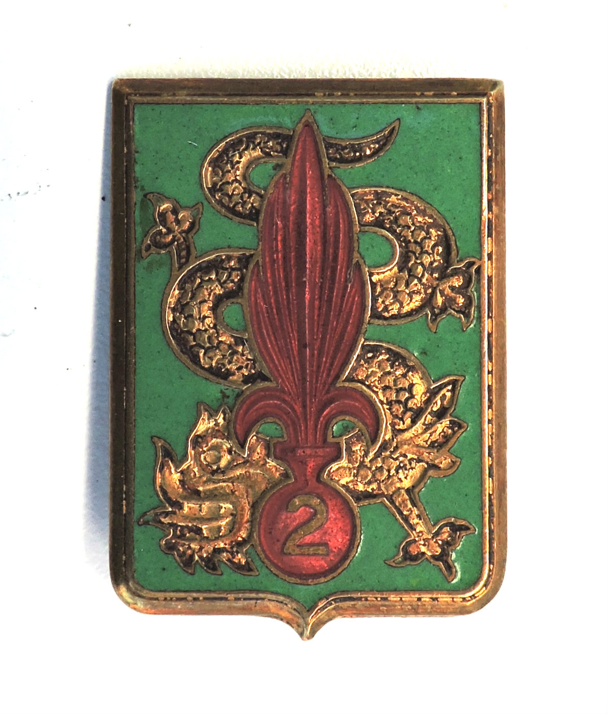 Insigne 2&deg;R&eacute;giment Etranger d&#039;Infanterie Dragon Drago 25 rue B&eacute;ranger