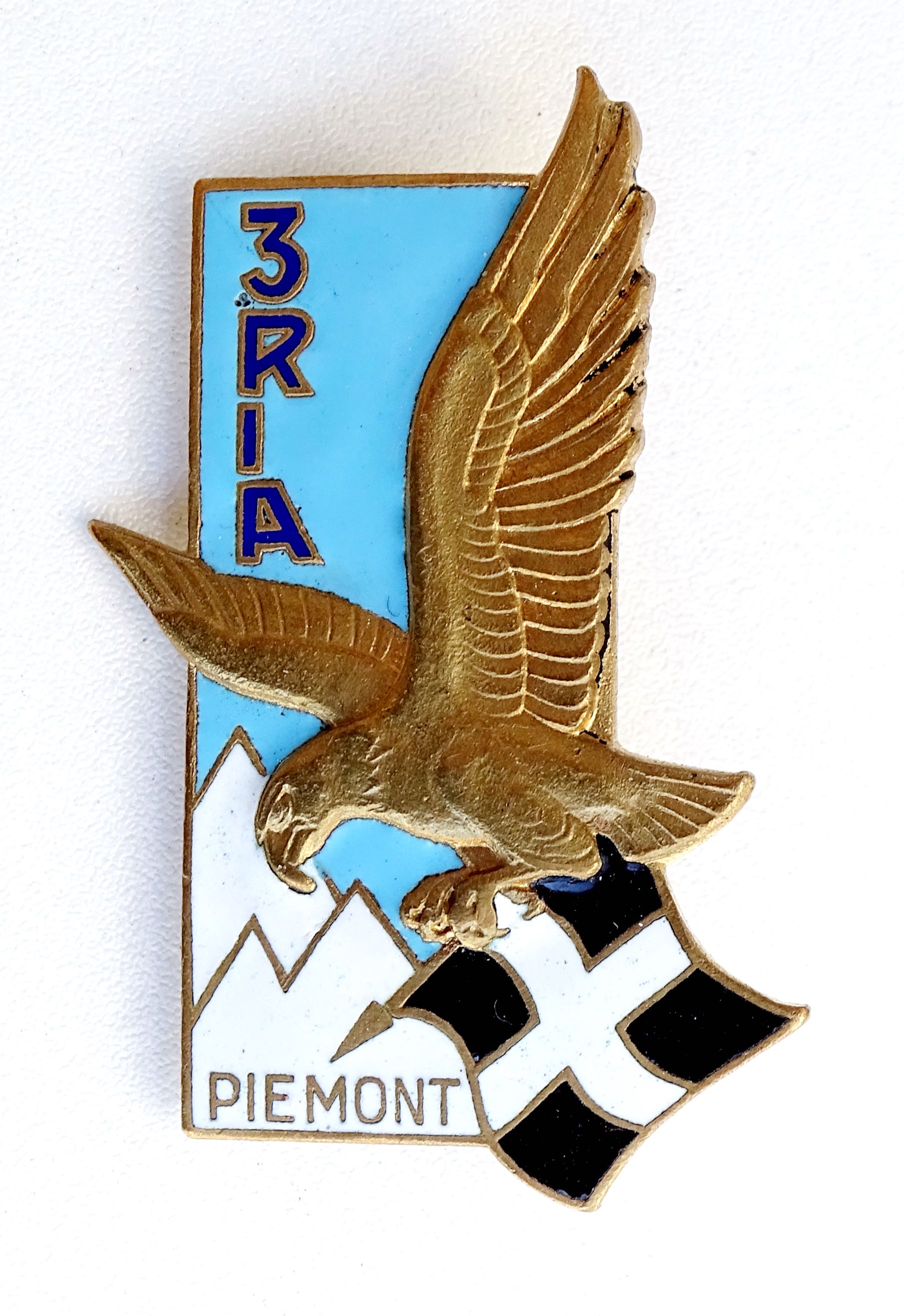 Insigne 3° Régiment d’Infanterie Alpine Drago , dos lisse.