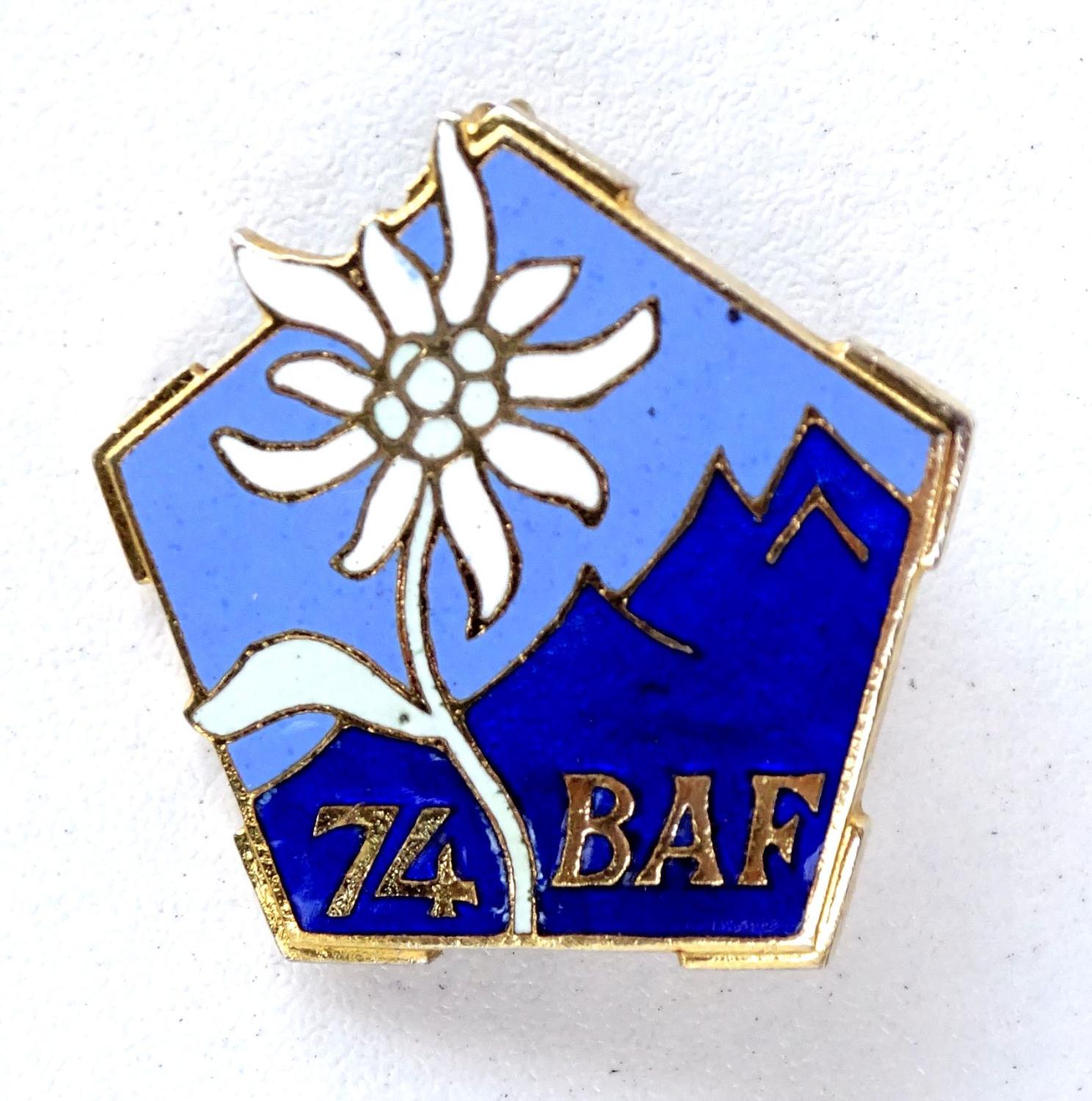 Insigne 74&egrave;me Bataillon Alpin de Forteresse. Refrappe ANC