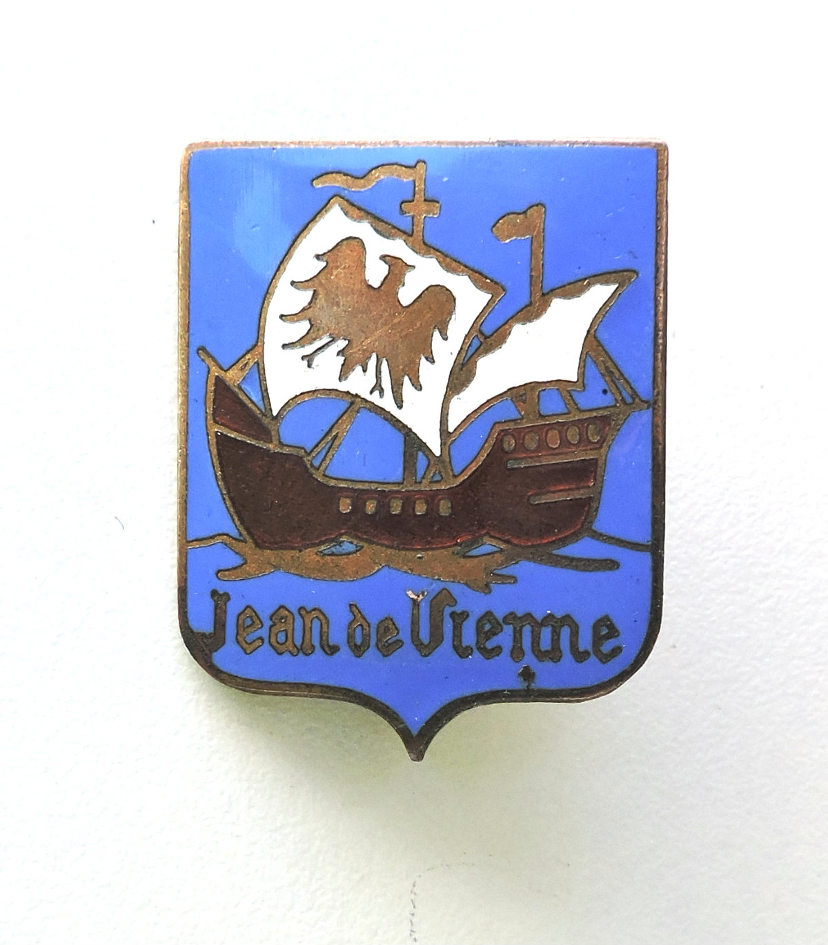 Insigne Croiseur Jean de Vienne  A.Augis  Lyon Fond bleu azur