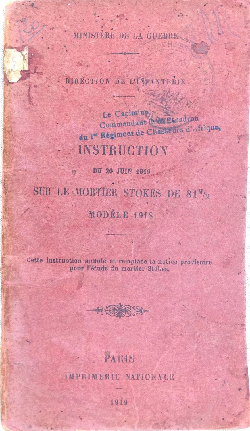 Instruction sur le mortier Stokes de 81 MM Mod&egrave;le 1918