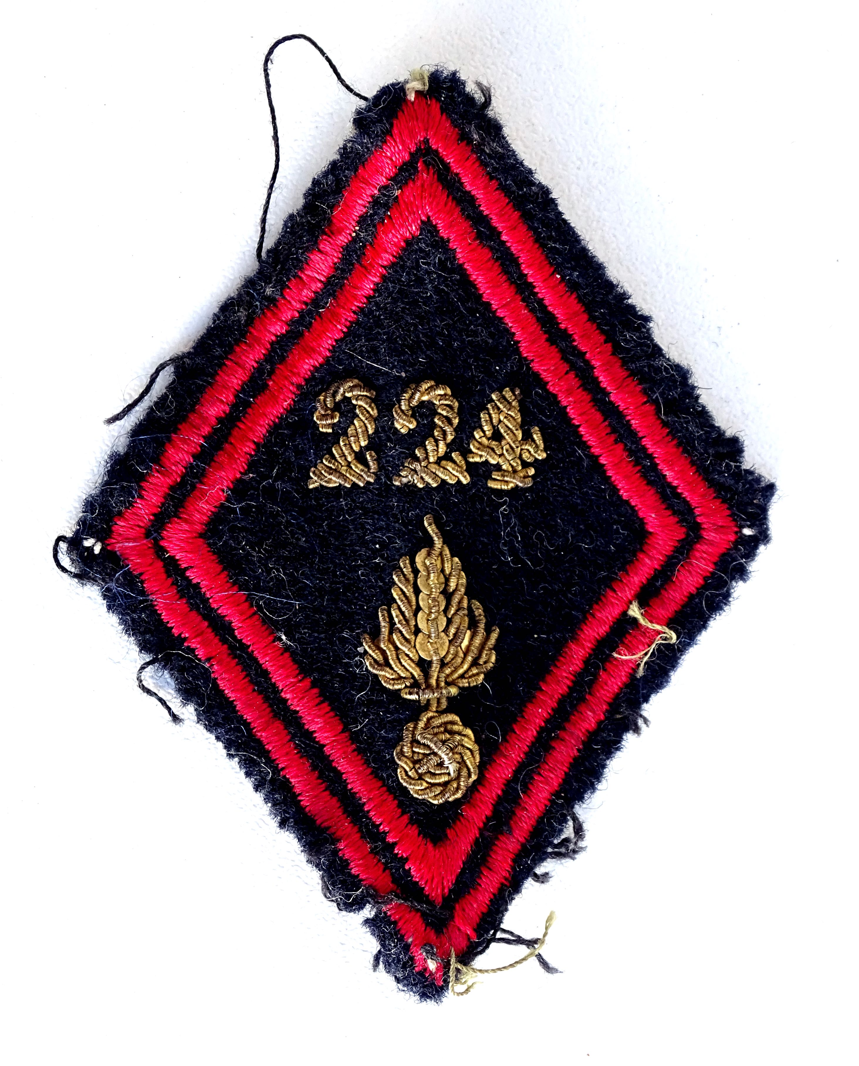 Losange Mle 45 Officier 224&egrave;me Bataillon d&#039;Infanterie 1956