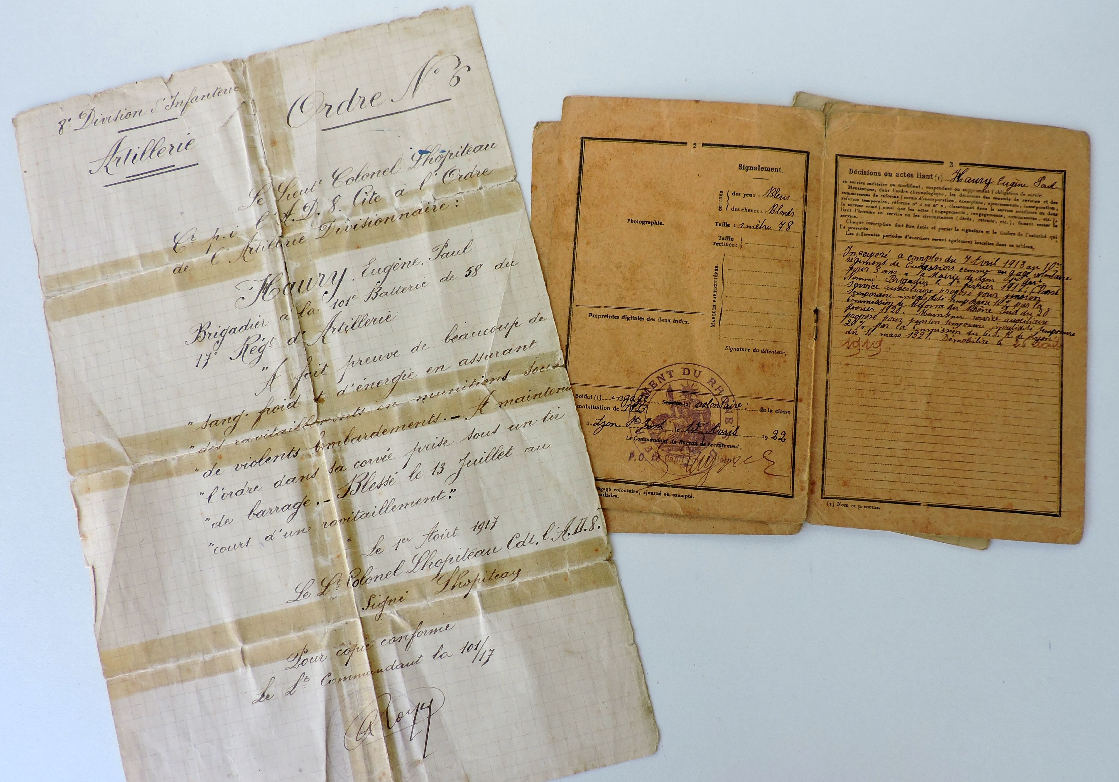 Lot de documents d&#039;un soldat de la Grande Guerre