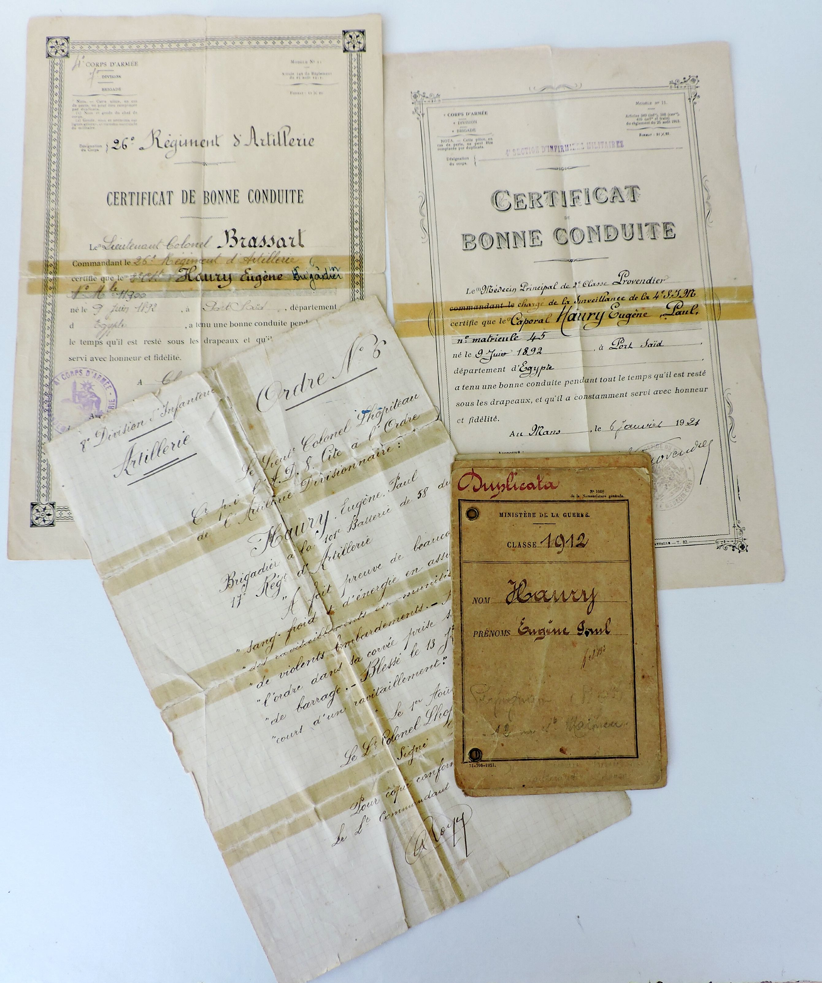 Lot de documents d&#039;un soldat de la Grande Guerre