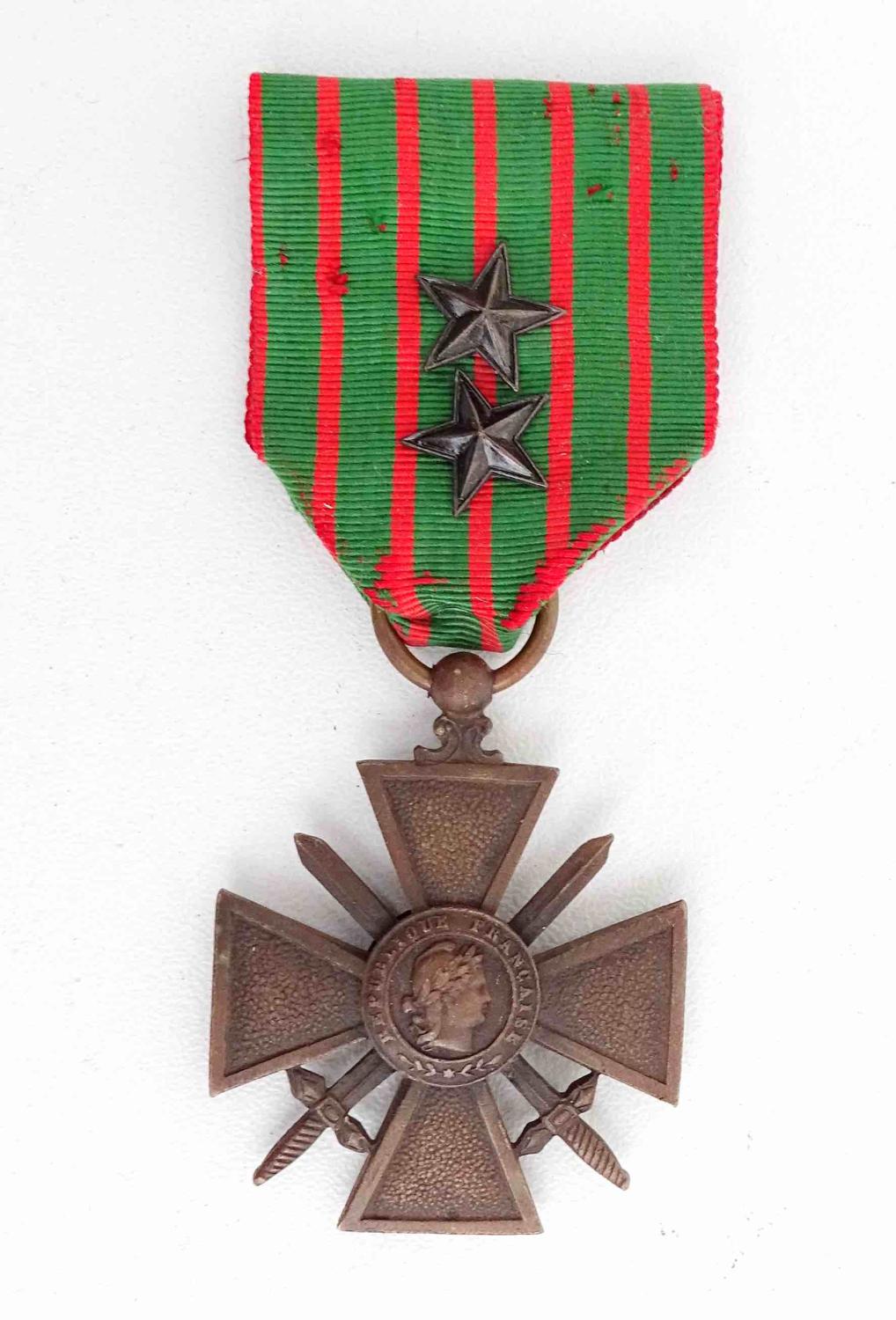 M&eacute;daille Croix de guerre 1914-1918 Deux citations bronze