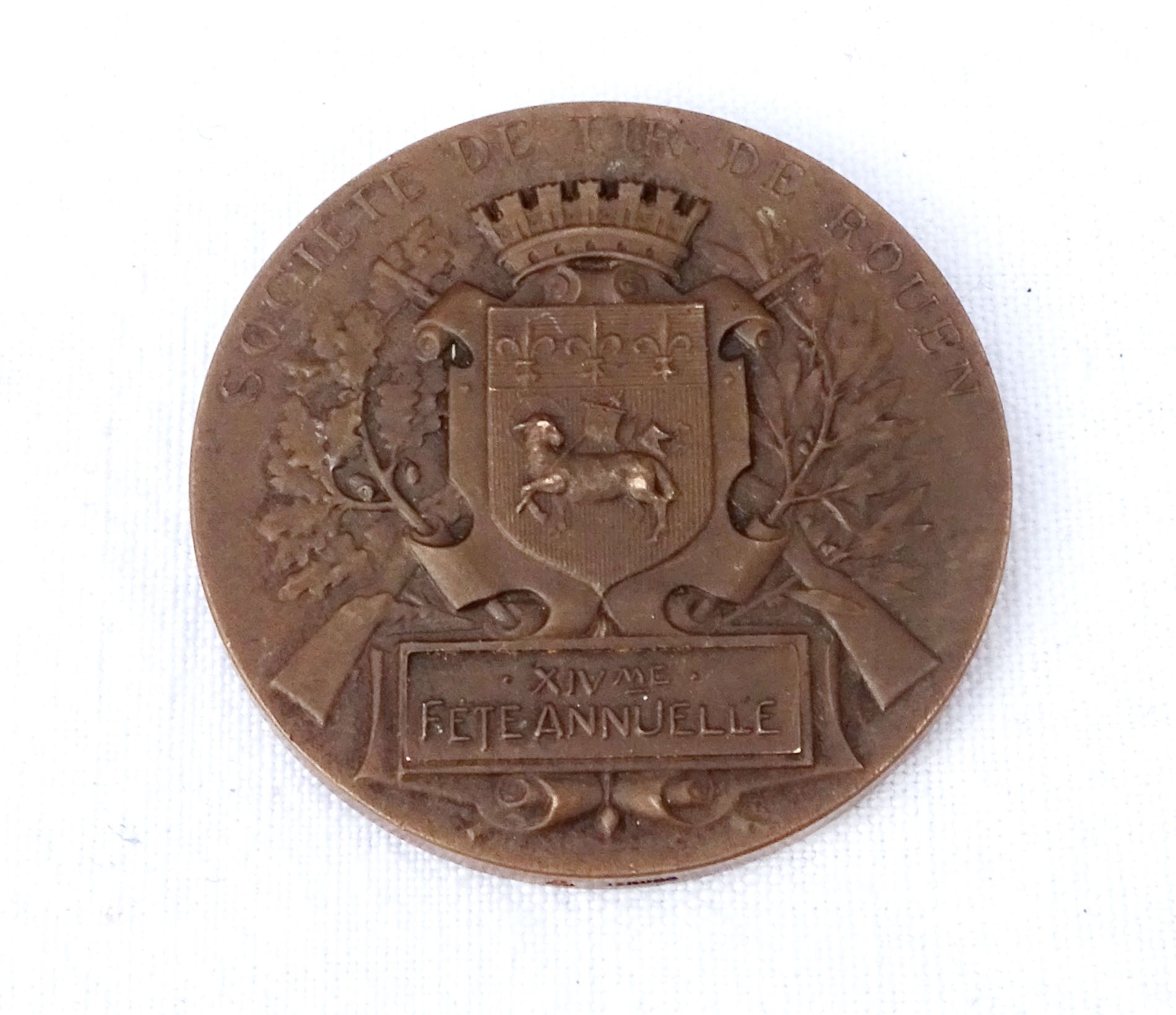 Médaille Société de Tir de Rouen XIV° Fête annuelle. 1914