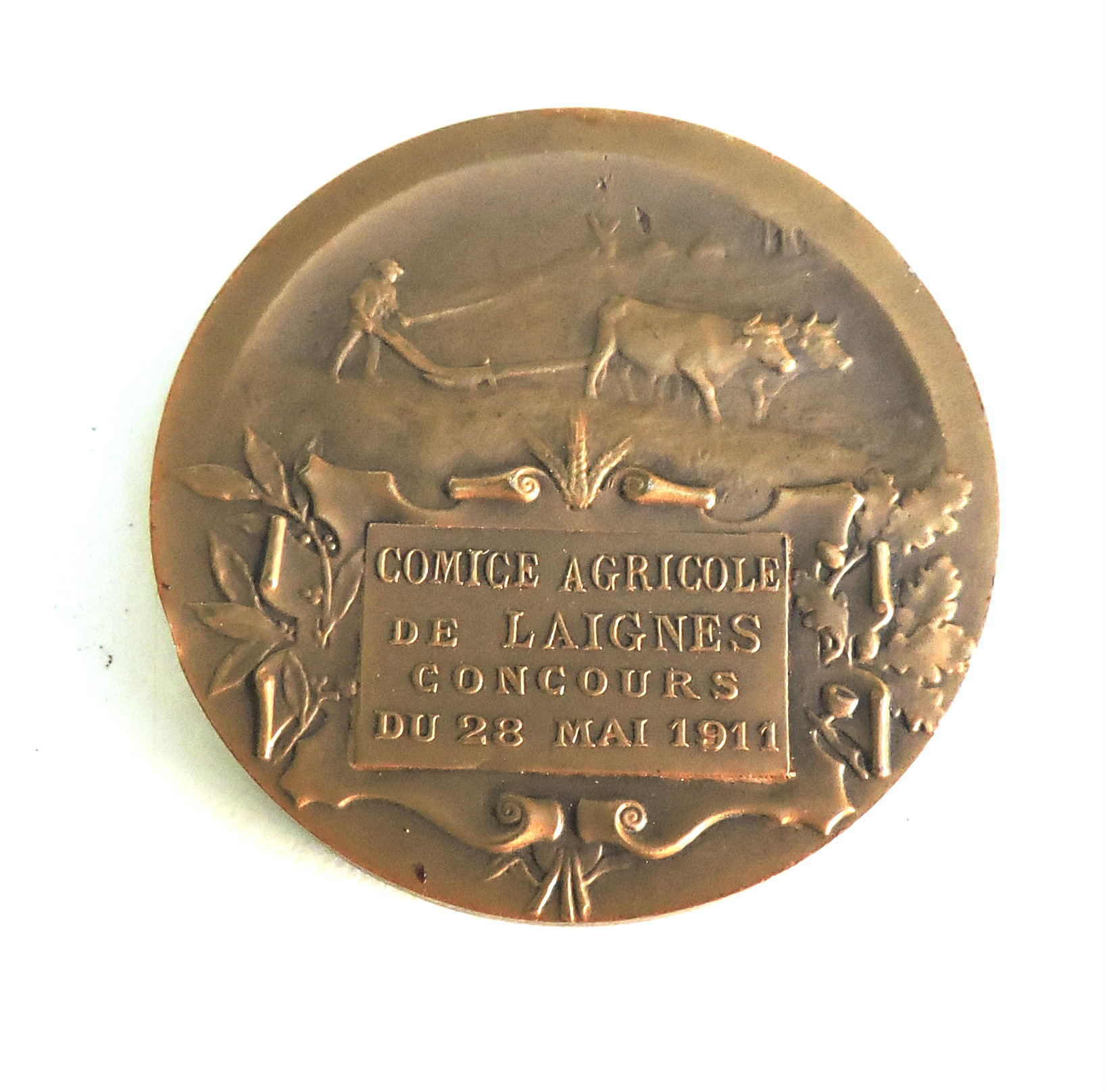 M&eacute;daille bronze par Dubois Comice agricole de Laignes 1911