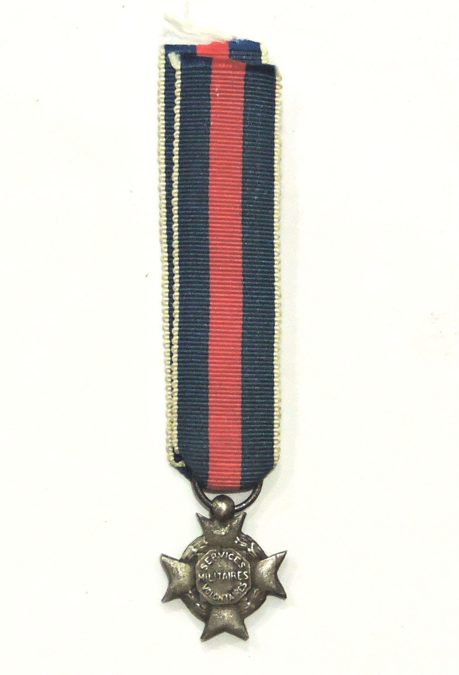 M&eacute;daille miniature Croix du Service Militaire Volontaire Module argent, petite t&ecirc;te