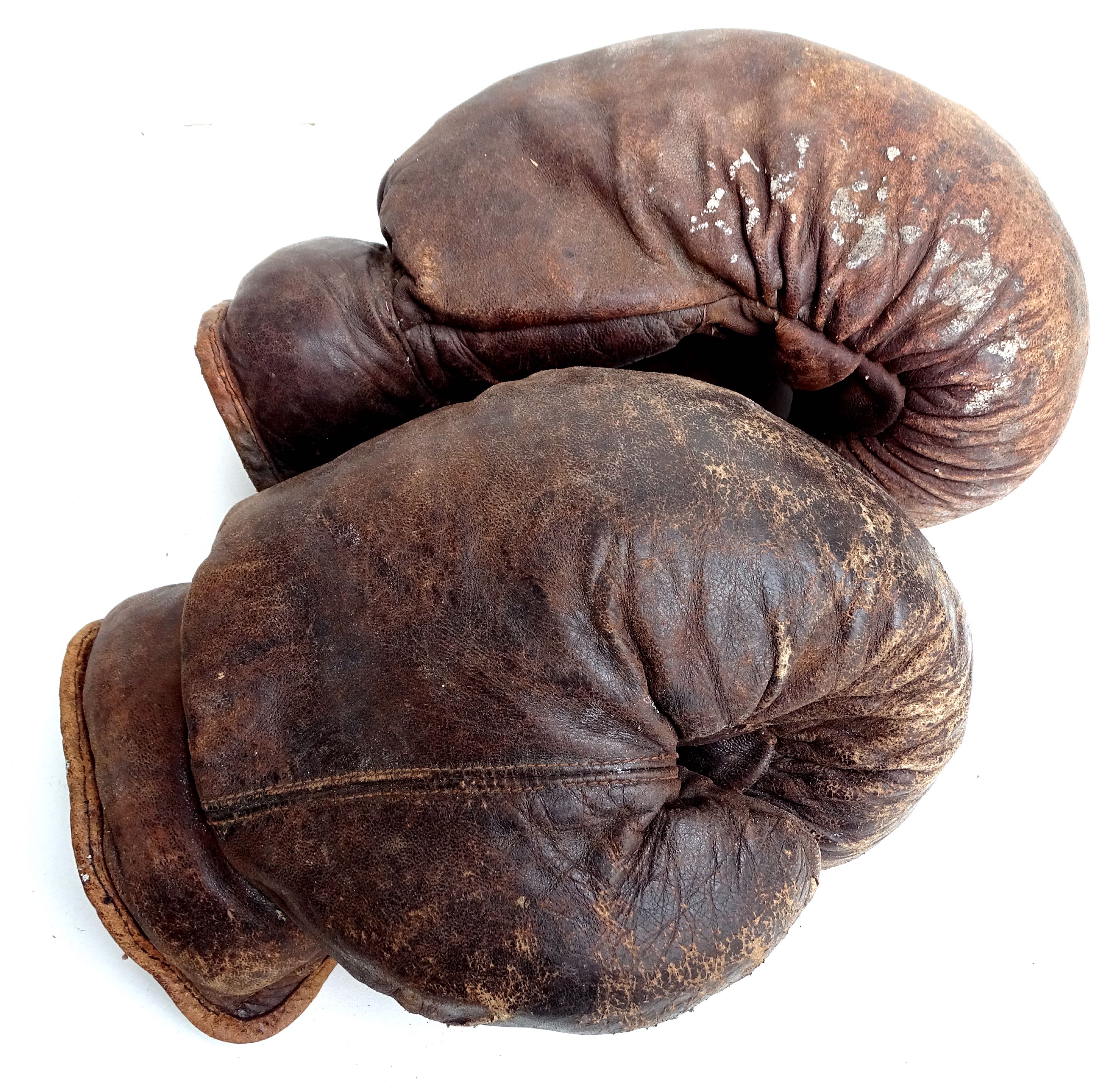 Pair of old leather boxing gloves