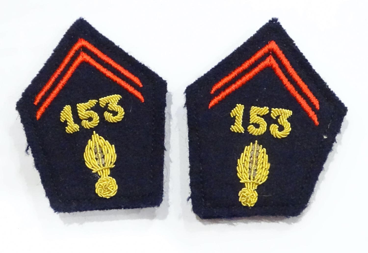 Pattes de collet d'Officier 153° Régiment d'Infanterie. Mutzig