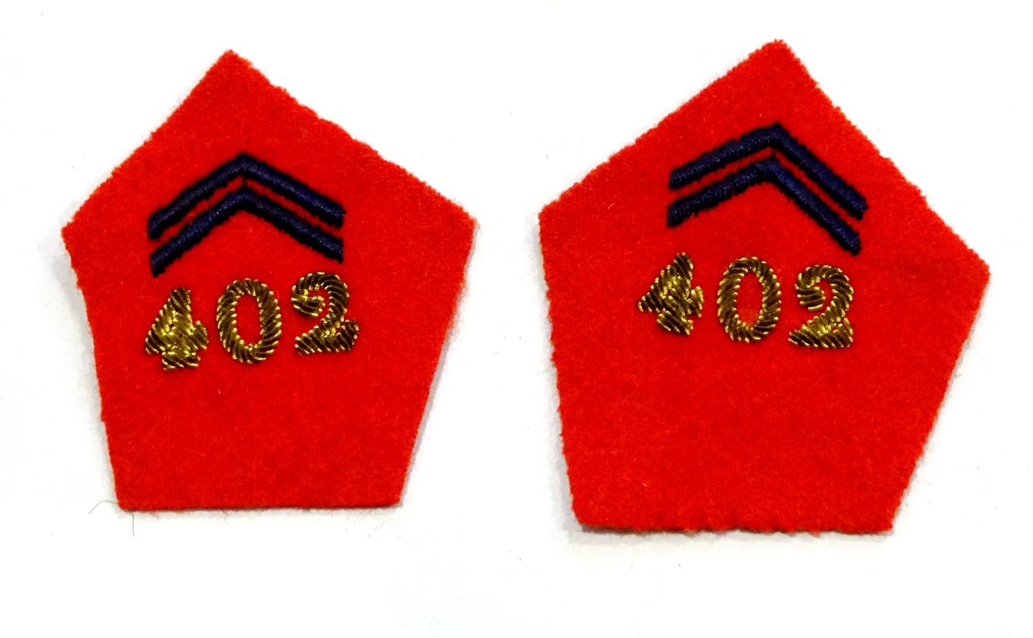 Pattes de col officier 402&deg; R&eacute;giment d&#039;Artillerie