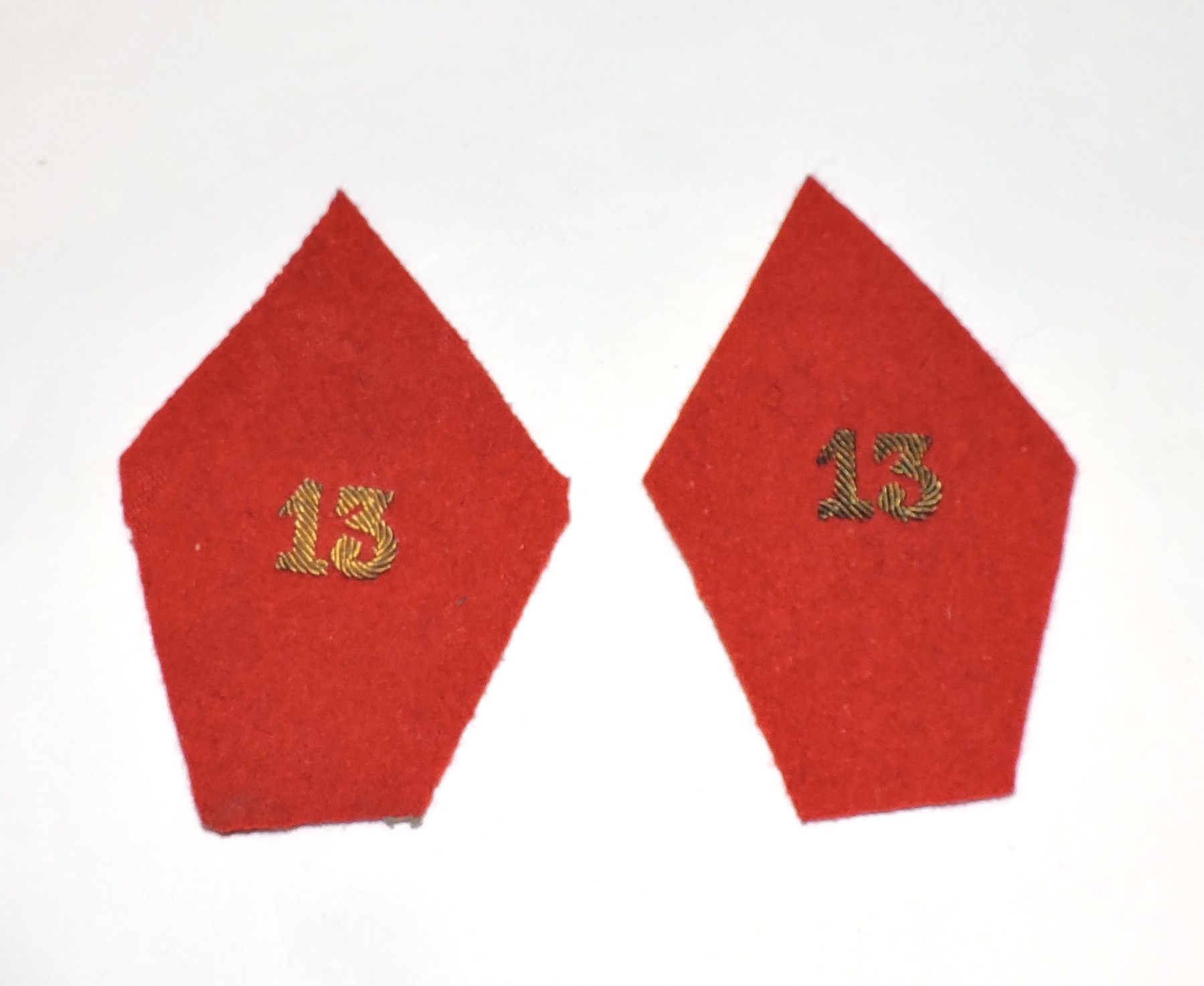 Pattes de collet Officier 13&deg; R&eacute;giment Artillerie, 13&deg; COA ou BOA