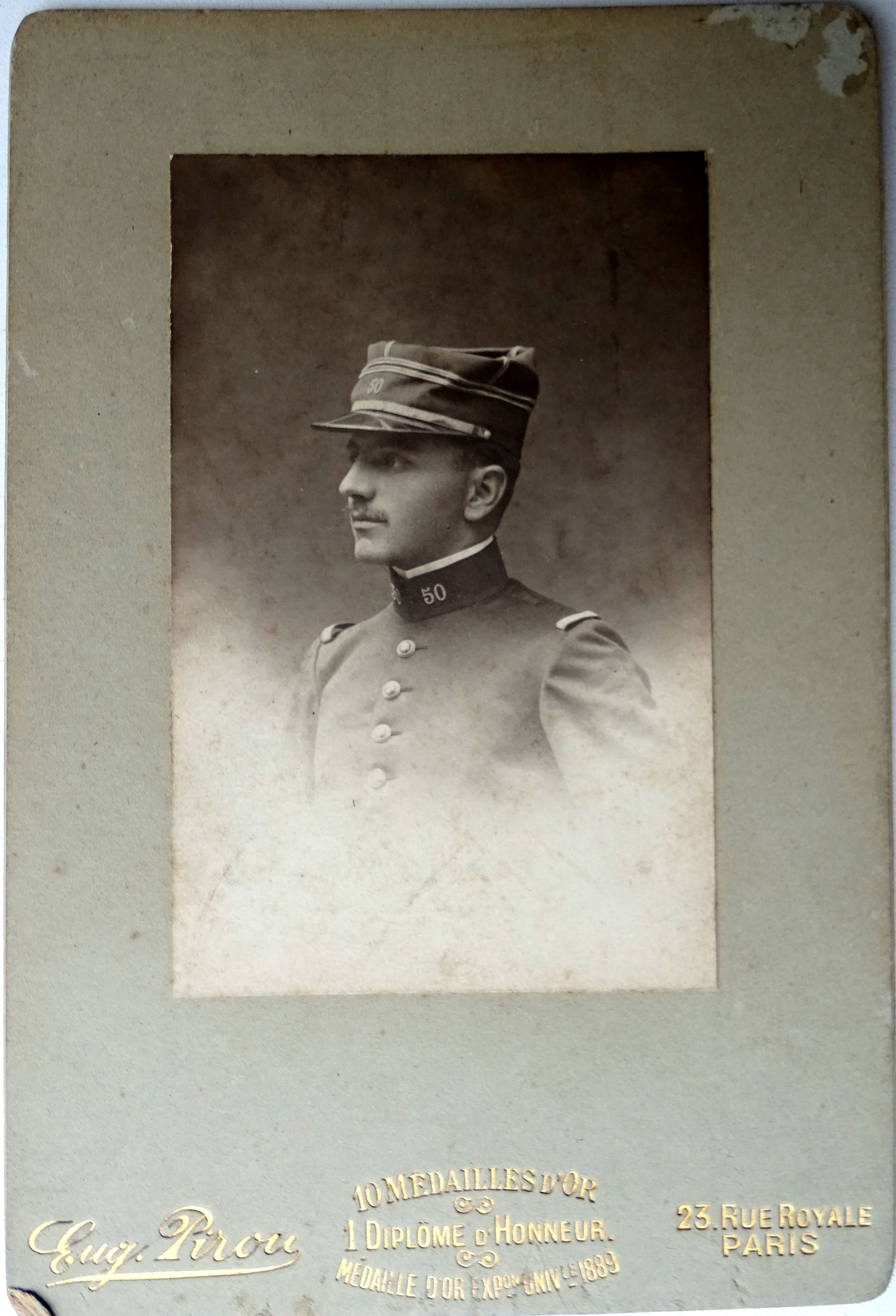 Photo CDV Grand Format Lieutenant du 50&egrave;me R&eacute;giment d&#039;Infanterie avant 1914
