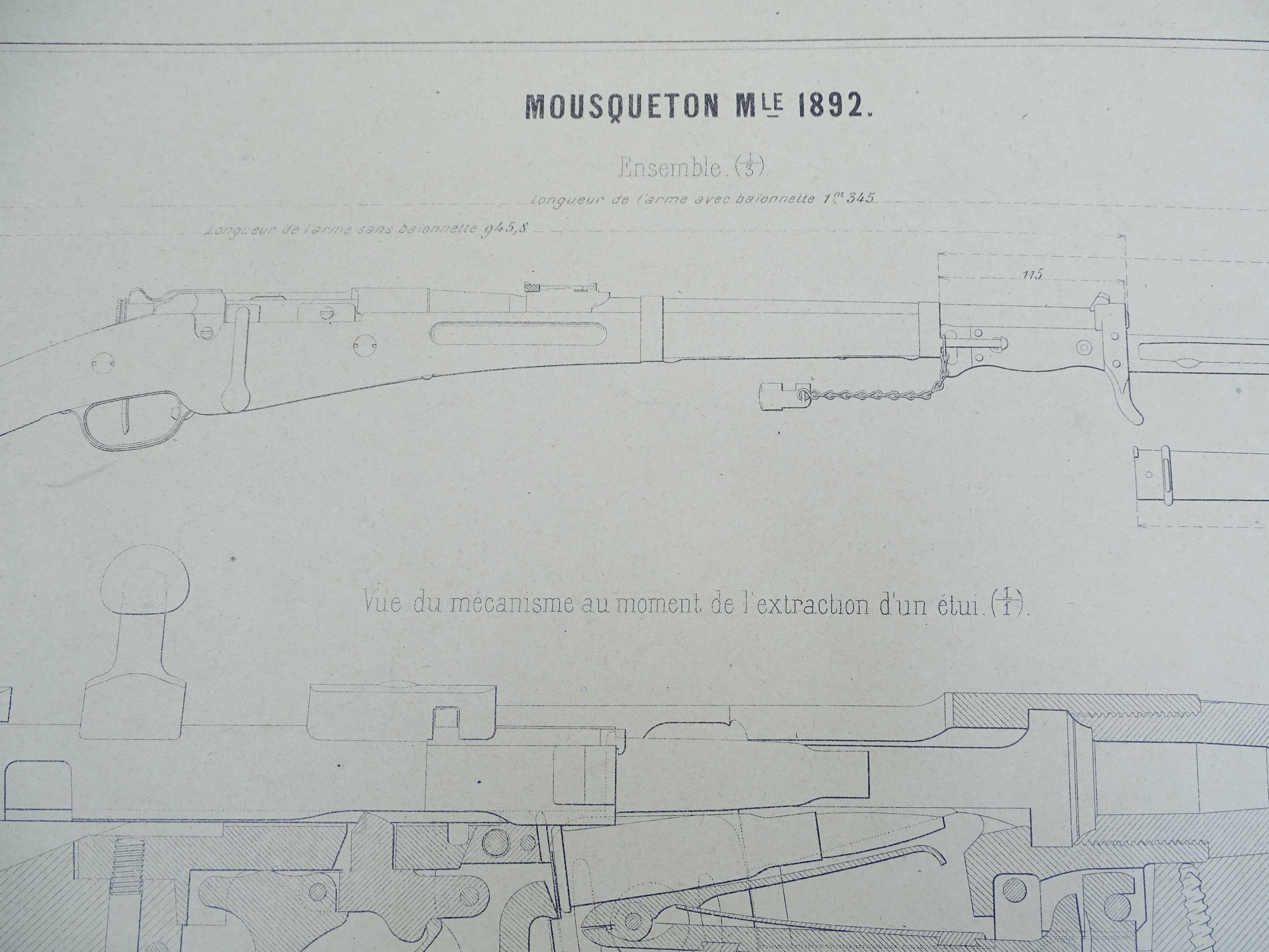 Planche d&#039;instruction Mousqueton Mle 1892   dat&eacute;e 1925