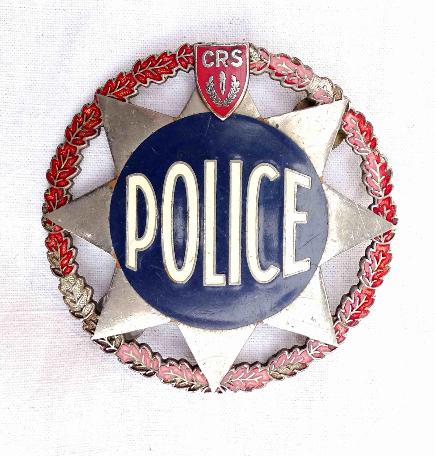 Plaque de baudrier Police  CRS. Arthus Bertrand, matricul&eacute;e.