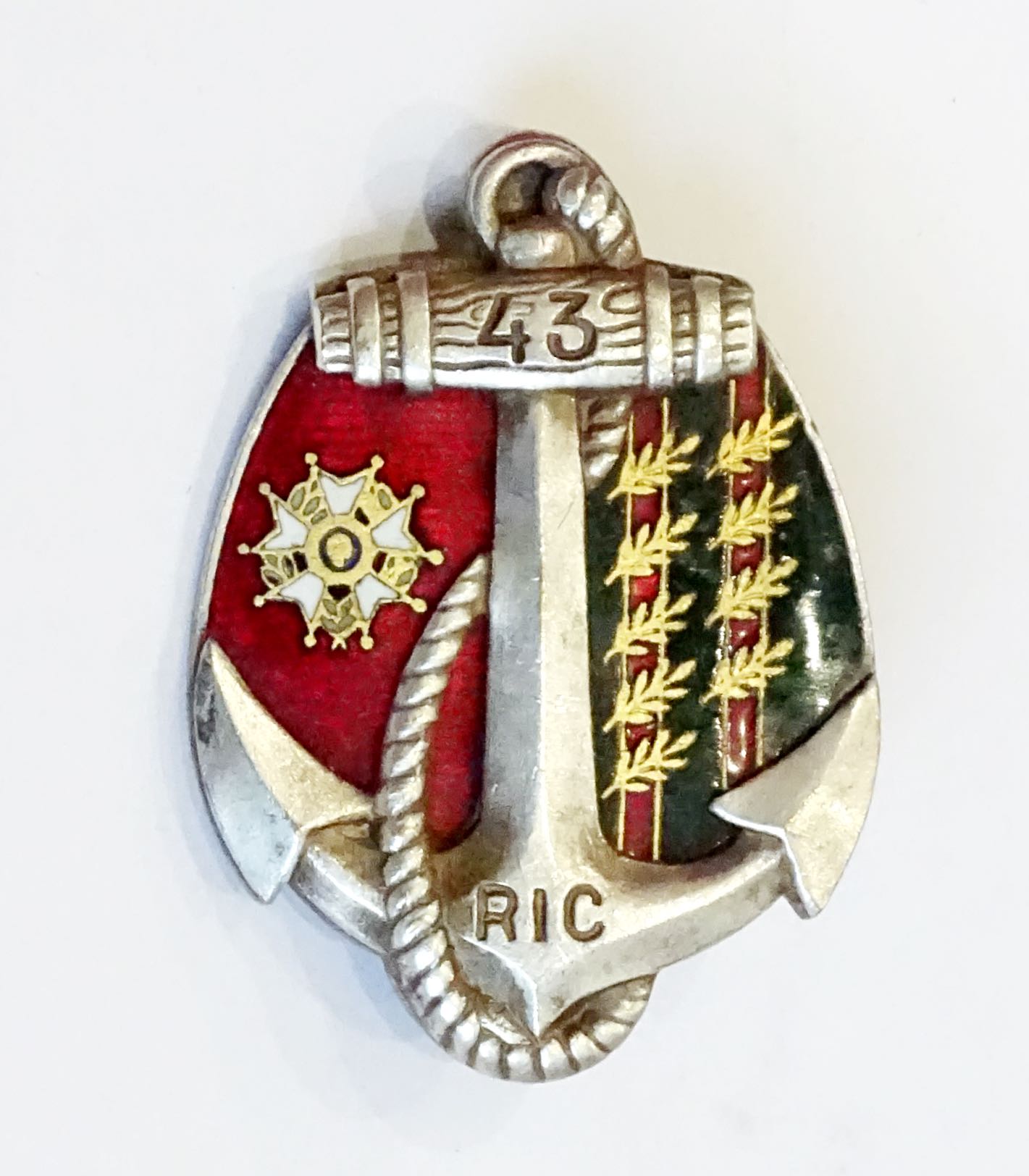 Insigne 43&deg; R&eacute;giment d&#039;Infanterie Coloniale Drago M&eacute;tra d&eacute;pos&eacute;