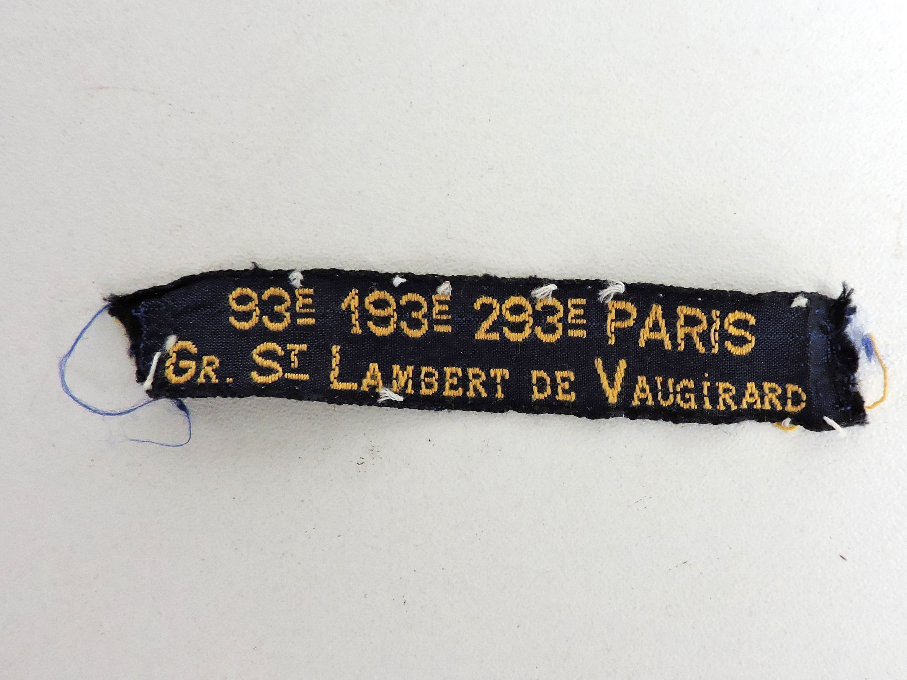Insigne de groupe 93&deg;, 193&deg; et 293&deg; Paris St Lambert de Vaugirard