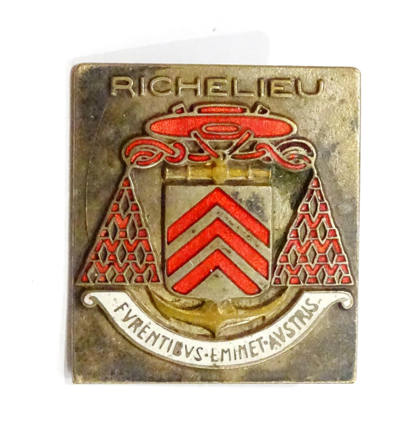 Insigne Richelieu  Navire de Ligne  ABPD ancre dor&eacute;e.