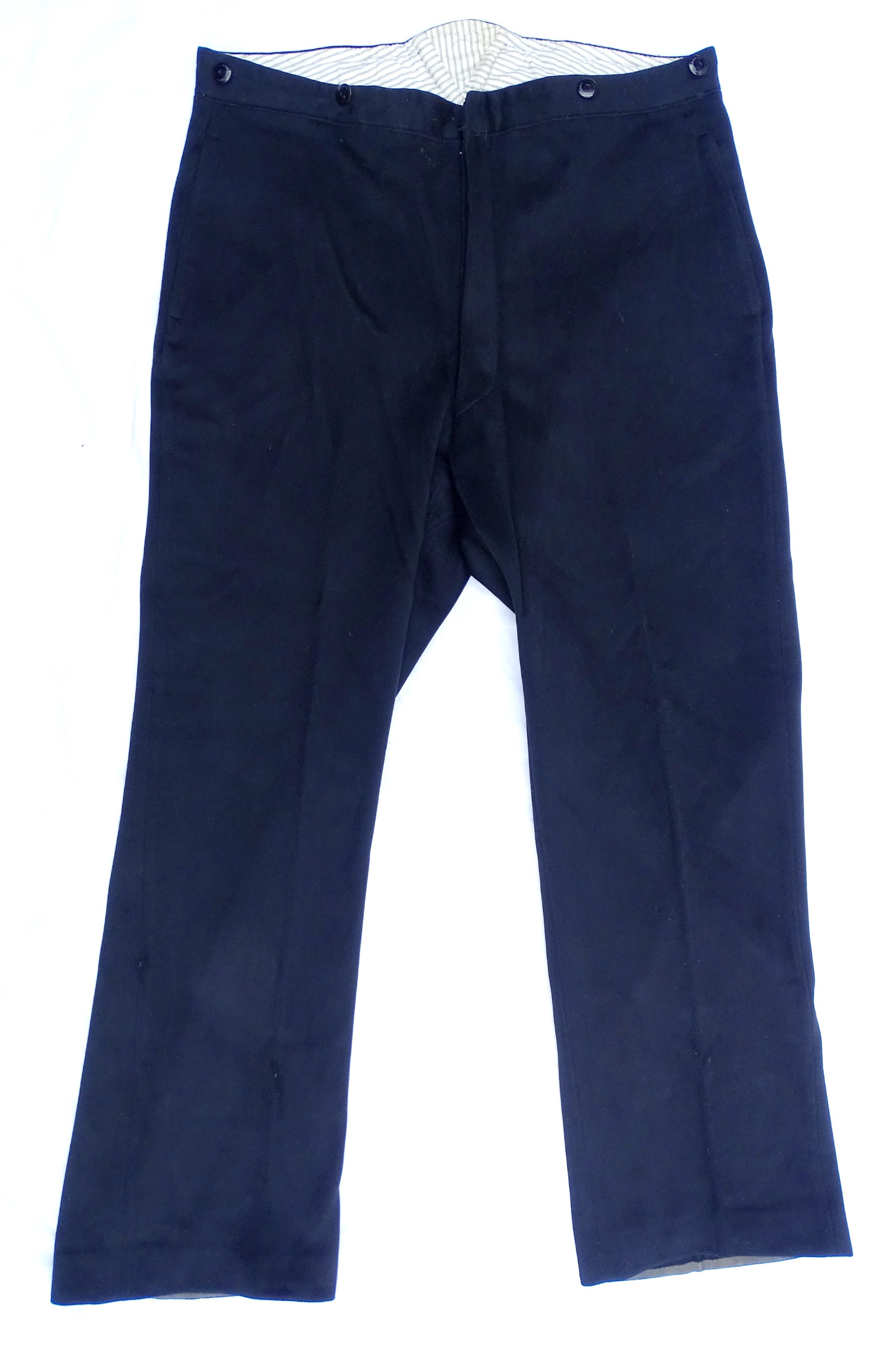 Pantalon droit en drap de laine noir Circa 1920