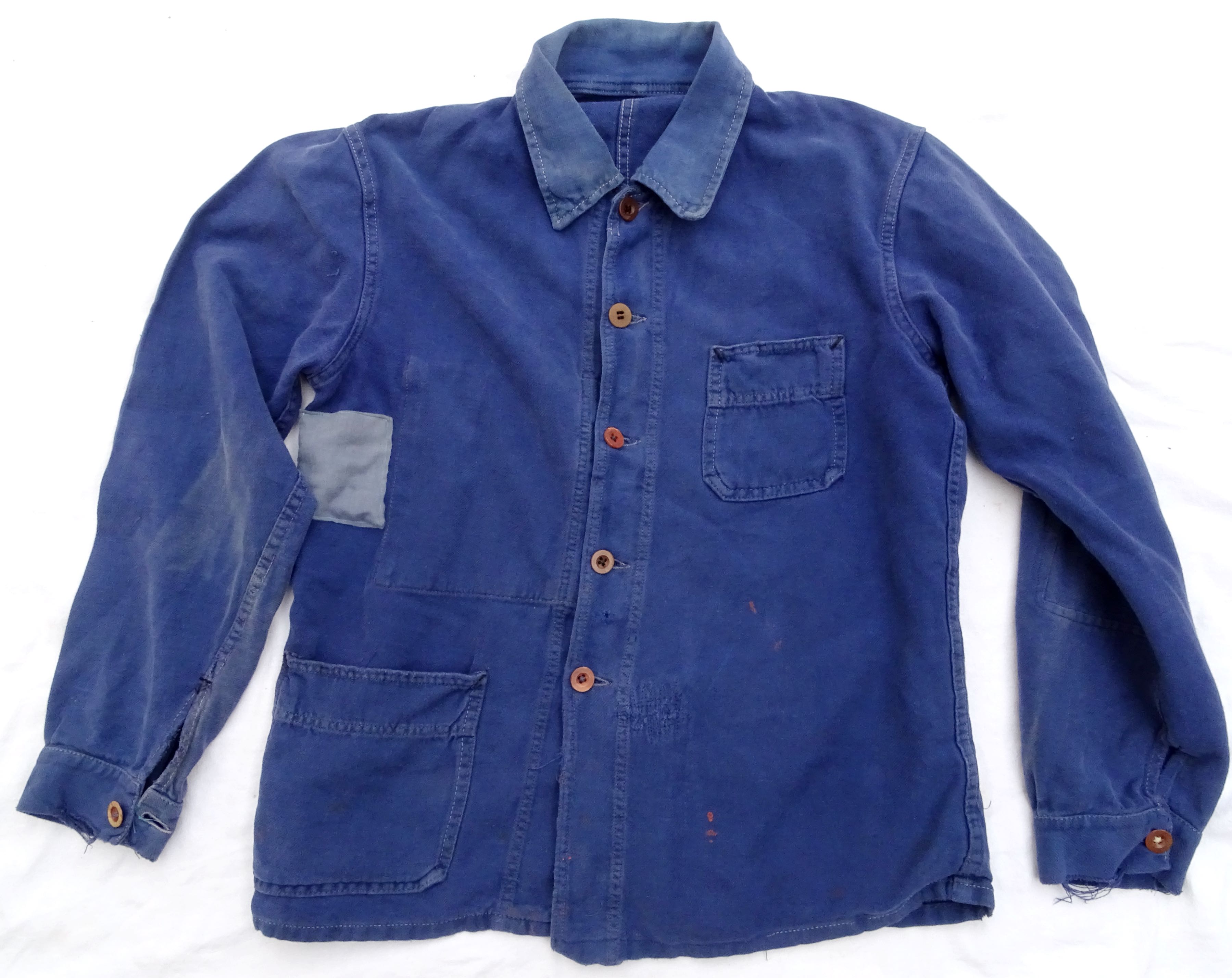 Blue jacket patched French work wear