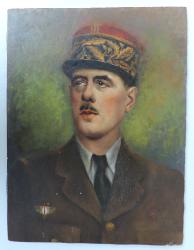 Portrait du G&eacute;n&eacute;ral de Gaulle Peinture &agrave; l&#039;huile