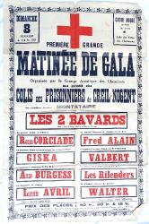 Affiche 1er Gala de La Croix-Rouge 8 f&eacute;vrier 1942 Prisonniers de Guerre Creil Nogent