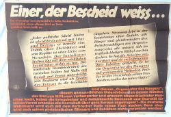 Affiche de propagande allemande  Parole der Woche 10 septembre 1941 Einer, der bescheid ....