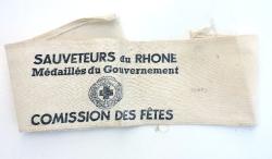 Brassard  Sauveteurs du Rh&ocirc;ne  Secours publics