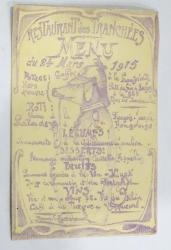 Carte satirique  Menu des tranch&eacute;es  95&egrave;me R&eacute;giment d&#039;Infanterie vers 1915
