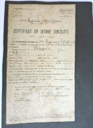 Certificat de Bonne Conduite 3&deg; R&eacute;giment d&#039;Infanterie Coloniale