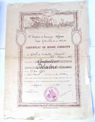 Certificat de Bonne Conduite  21 &deg; Escadron des Equipages militaires  Service Auto 127&deg;DI 1920