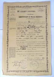 Certificat de Bonne Conduite 60&deg; R&eacute;giment d&#039;Infanterie 1900 Besan&ccedil;on