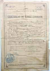 Certificat de Bonne Conduite 12&deg; Escadron du Train des Equipages  Alg&eacute;rie 1897
