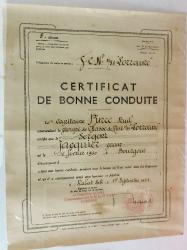 Certificat de bonne conduite Groupe de Chasse de Nuit 1/31 Lorraine  1951