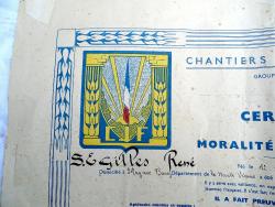Certificat de moralit&eacute; et d&#039;aptitude Chantier de la Jeunesse N&deg;5 Lyautey 1942