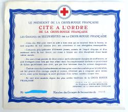Citation &agrave; l&#039;ordre de la Croix-Rouge Fran&ccedil;aise  Groupes secouristes Melun Seconde Guerre Mondiale
