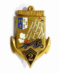 Insigne 2&deg; R&eacute;giment d&rsquo;Infanterie de Marine  Drago, aspect dor&eacute;.
