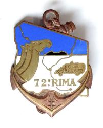 Insigne 72&deg; R&eacute;giment d&rsquo;Infanterie de Marine  Drago G.1750 Email